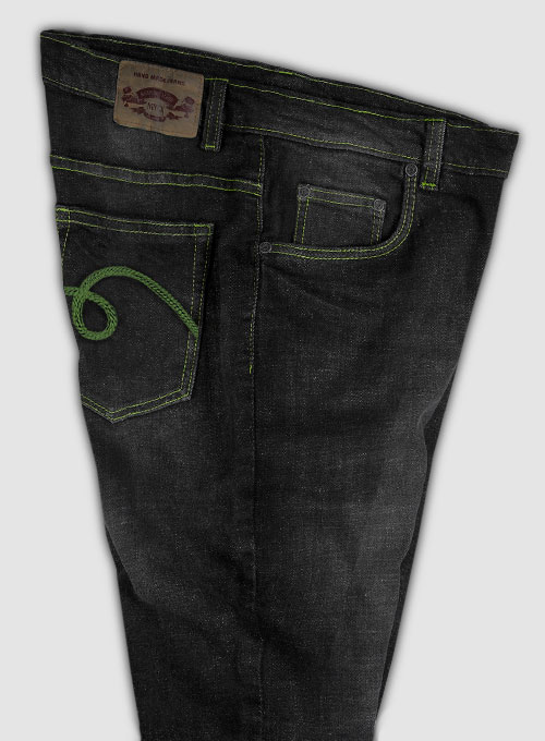 Logan Black Stretch Indigo Wash Whisker Jeans - Look #580