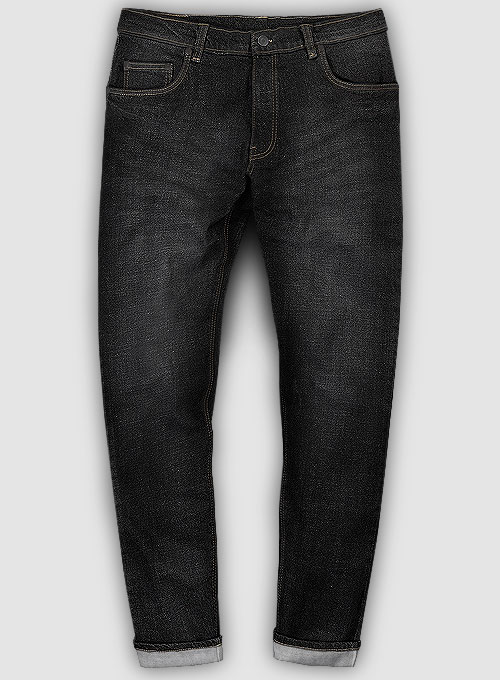 Logan Black Stretch Indigo Wash Whisker Jeans Premium Wash