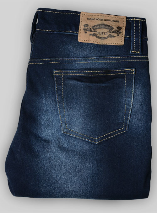 London Blue Stretch Jeans - Hard Wash - Whiskers