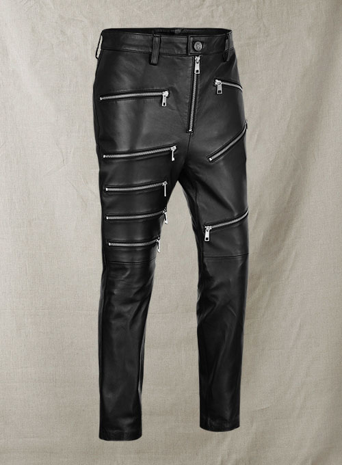 Leather Zipper Jeans - Style # 9 - Click Image to Close