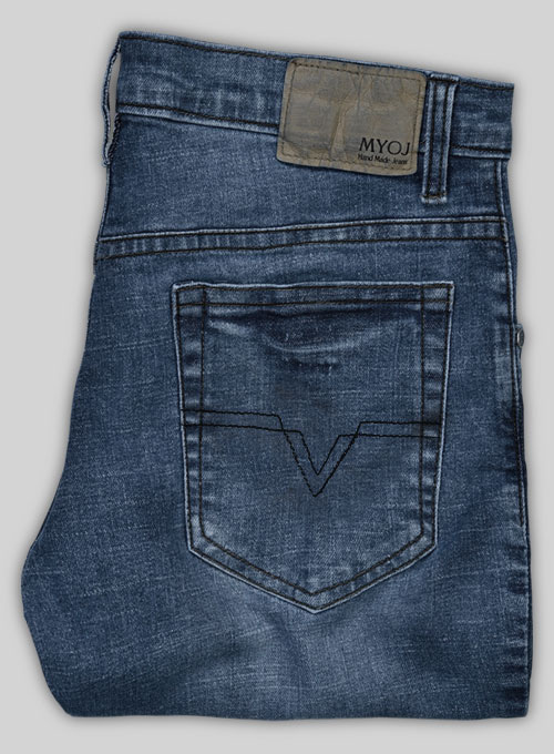 Marlin Blue Stretch Stone Wash Whisker Jeans - Look # 414