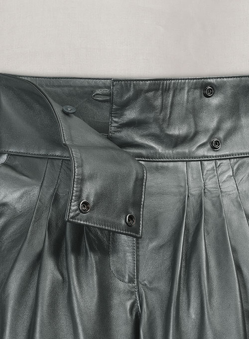 Metallic Lurex Gray Carey Mulligan Leather Pants - Click Image to Close