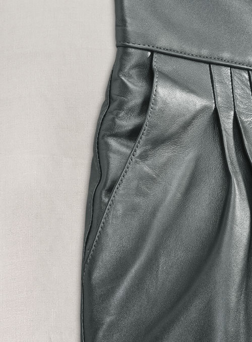 Metallic Lurex Gray Carey Mulligan Leather Pants - Click Image to Close