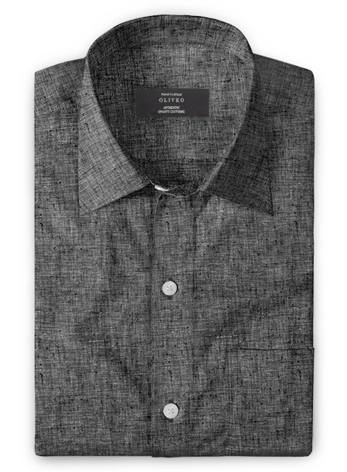 Roman Black Denim Linen Shirt - Full Sleeves : Made To Measure Custom ...