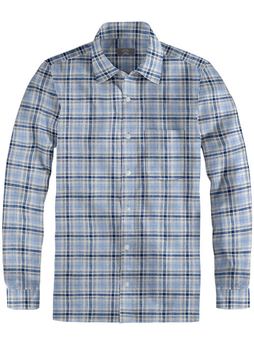 Roman Blue Power Linen Shirt - Full Sleeves