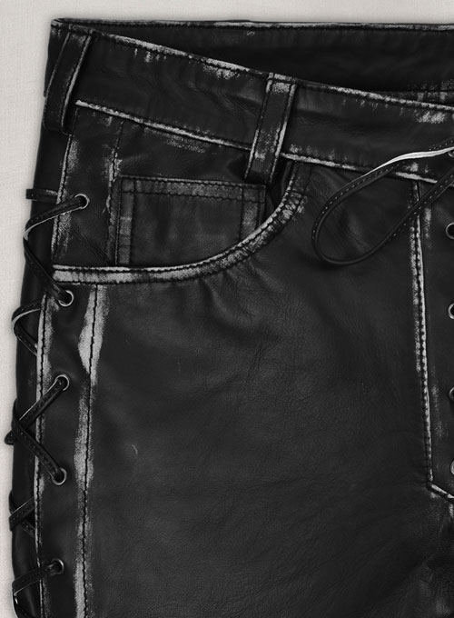 Rubbed Black Leather Pants # 515 - Click Image to Close