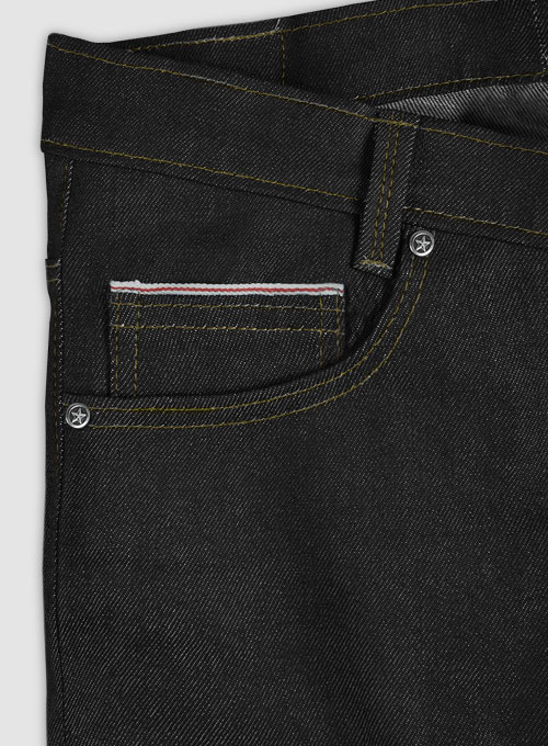 Selvedge Black Denim Jeans - Raw Unwashed