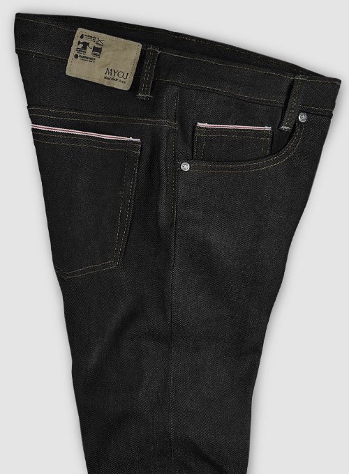 Selvedge Black Denim Jeans - Raw Unwashed