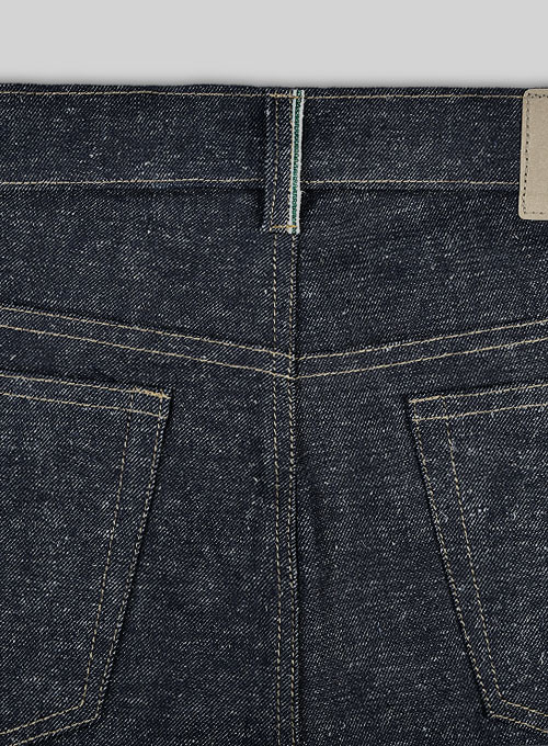 Selvedge Green Denim Jeans - Raw Unwashed