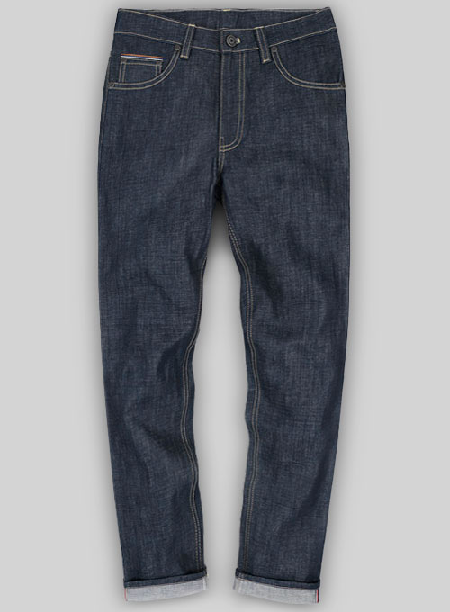 Selvedge Orange Blue Denim Jeans - Raw Unwashed : Made To Measure