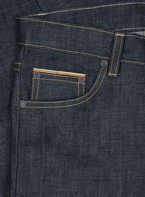 Selvedge Orange Denim Jeans - Raw Unwashed