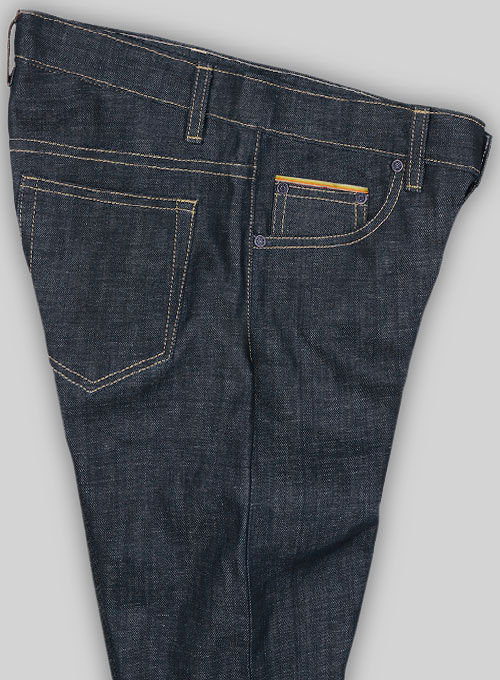 Selvedge Orange Denim Jeans - Raw Unwashed