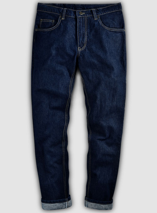 Dark Blue 14.5oz Heavy Denim Jeans - Hard Wash