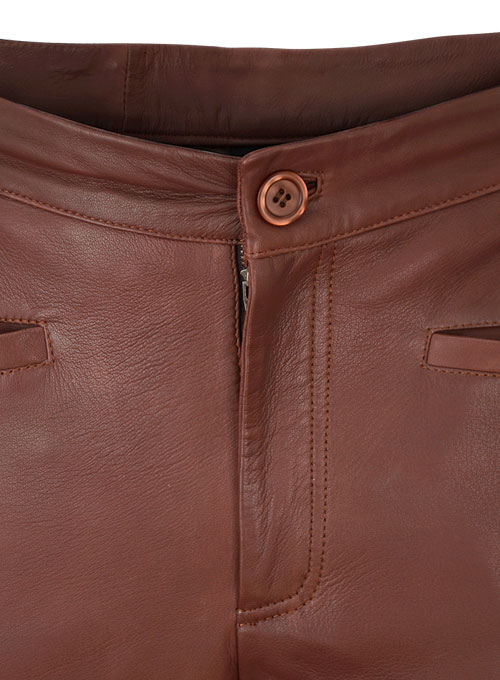 Soft Fermented Burgundy Zoey Leather Pants - Click Image to Close