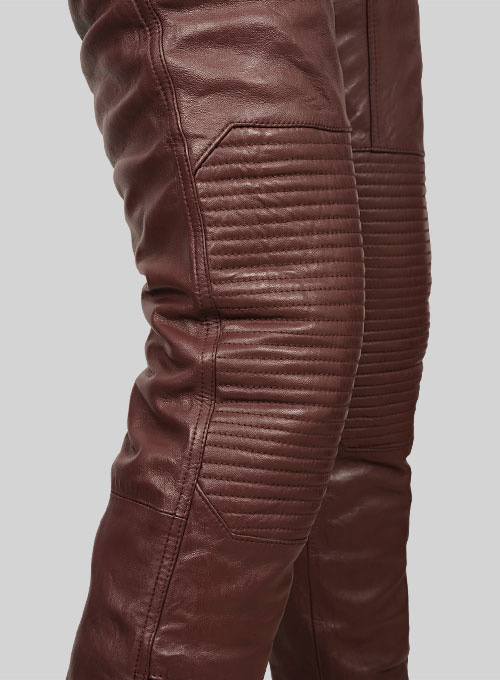 Soft Maroon Washed & Wax Belafonte Leather Pants