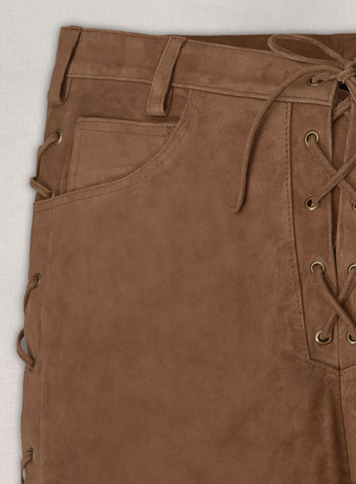 Oak Brown Suede Leather Pants #515
