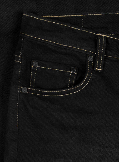 Stretch Jet Black Hard Wash Whisker Jeans
