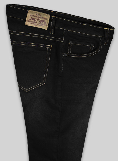 Stretch Jet Black Hard Wash Whisker Jeans