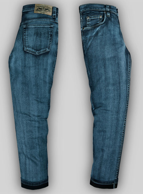 Foster Blue Stretch Hard Wash Whisker Jeans - Click Image to Close
