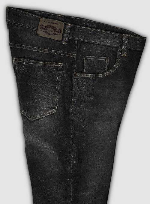 Texas Black Stretch Hard Wash Whisker Jeans - Click Image to Close