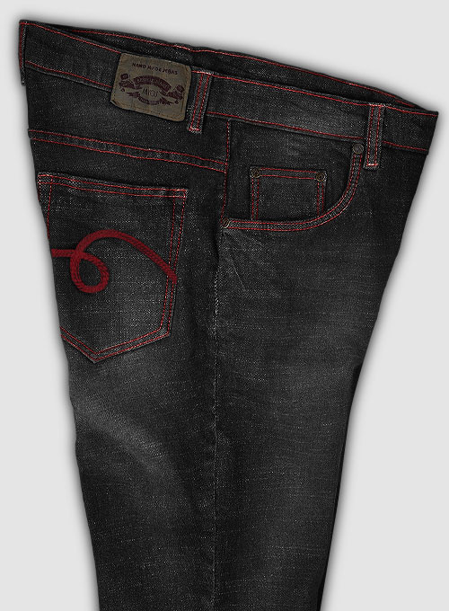 Texas Black Stretch Hard Wash Whisker Jeans - Look #645 - Click Image to Close