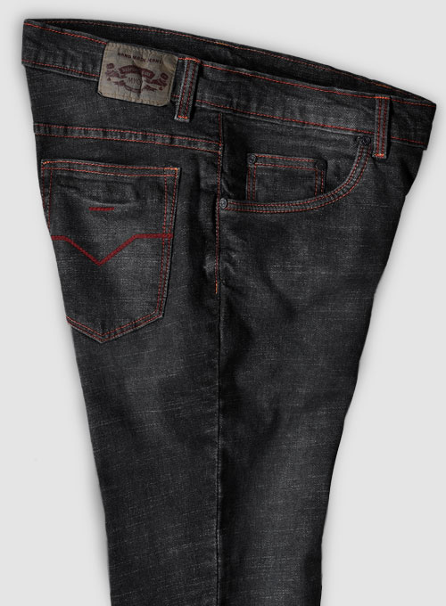Texas Black Stretch Indigo Wash Whisker Jeans - Look #642