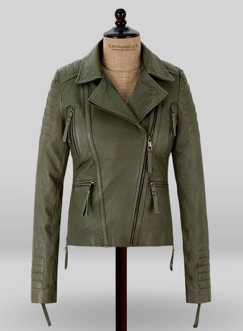 Basicallo Green Washed Leather Jacket #255