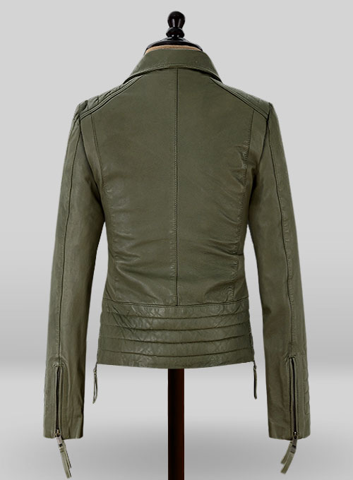 Basicallo Green Washed Leather Jacket #255 - Click Image to Close