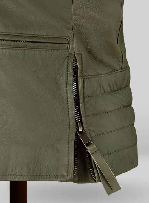 Basicallo Green Washed Leather Jacket #255 - Click Image to Close