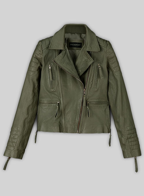 Basicallo Green Washed Leather Jacket #255 - Click Image to Close