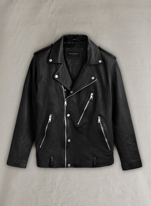 Beast Black Biker Leather Jacket - Click Image to Close