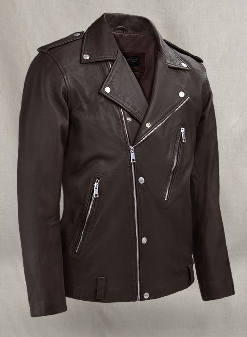 Beast Brown Biker Leather Jacket - Click Image to Close