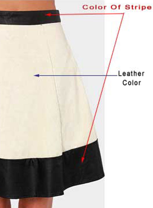 Bi Color Stripe Leather Skirt - # 405
