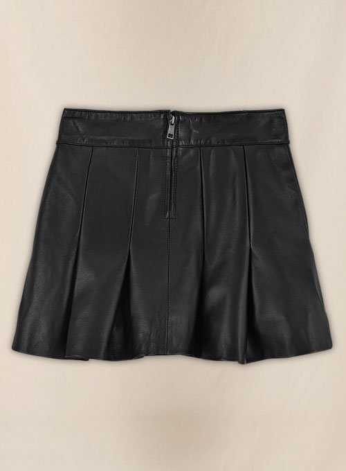 Black Nina Dobrev Leather Skirt - Click Image to Close