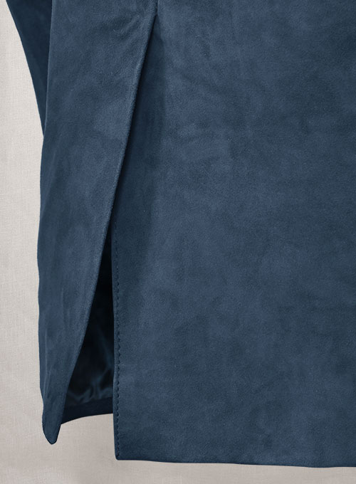 Blue Suede Western Leather Blazer - Click Image to Close