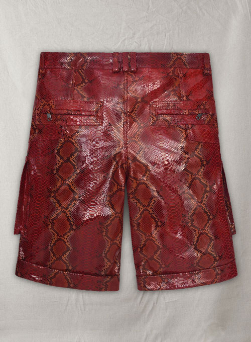 Bold Red Python Havana Leather Shorts Style # 362