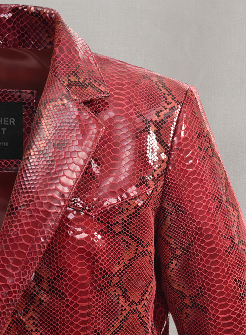 Bold Red Python Western Leather Blazer - Click Image to Close