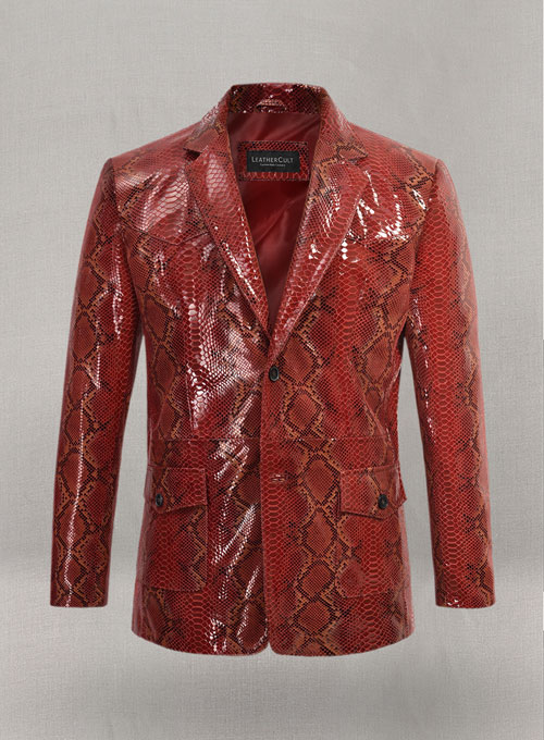 Bold Red Python Western Leather Blazer