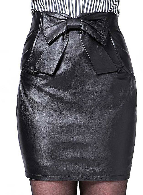 Bow Front Leather Skirt - # 412