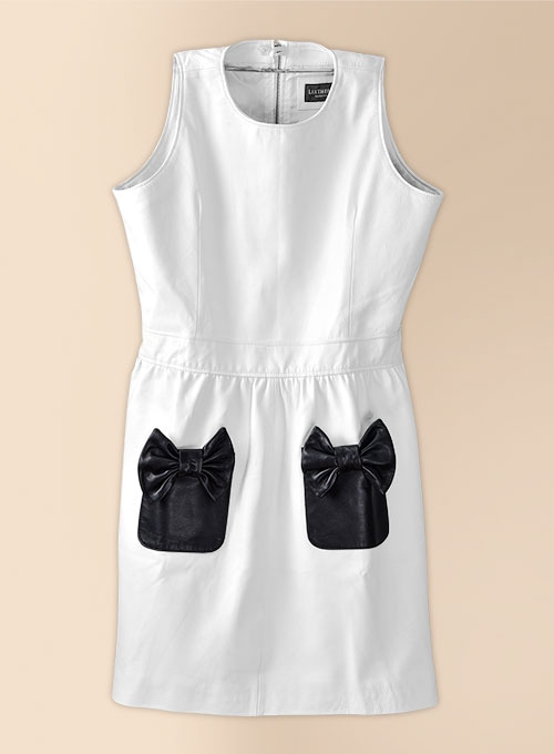 White Bowie Leather Dress - # 753 - Click Image to Close