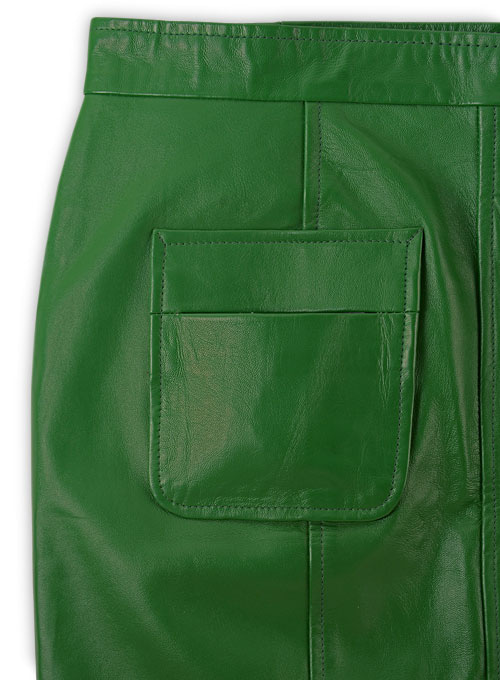 Brazil Green Button-Up Leather Skirt - # 121 - Click Image to Close