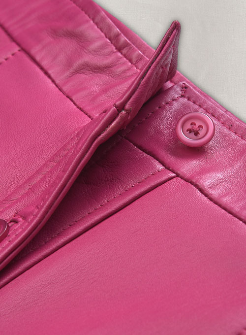 Bright Pink Button-Up Leather Skirt - # 121