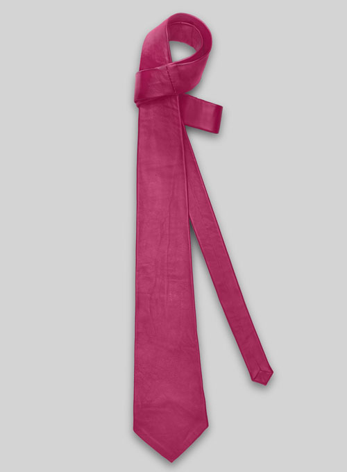 Bright Pink Leather Tie