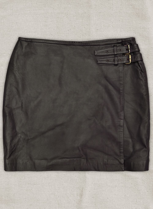 Soft Louis Brown Buckled Wrap Leather Skirt - # 467 - XL Regular