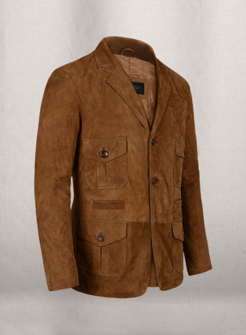 Soft Caramel Brown Suede Leather Blazer - #712