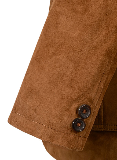 Soft Caramel Brown Suede Leather Blazer - #712 - Click Image to Close