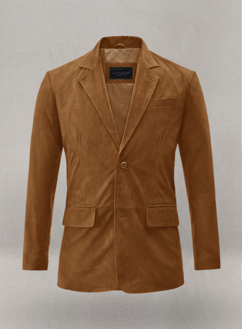 Caramel Brown Suede Leather Blazer