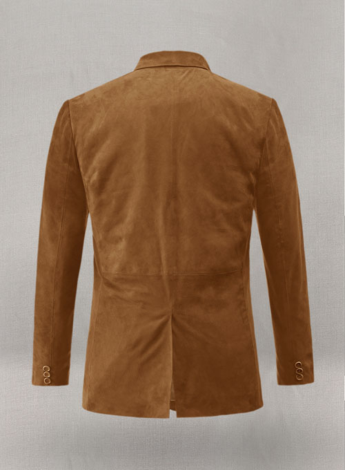 Caramel Brown Suede Leather Blazer - Click Image to Close