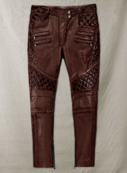 Carrier Burnt Maroon Leather Pants