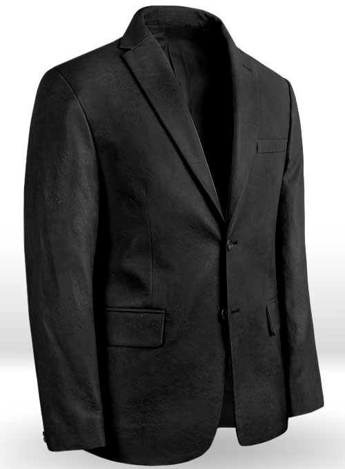 Classic Black Stretch Pleather Blazer